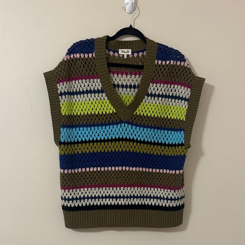 Baum Und Pferdgarten Colette Crochet Striped Wool Knit Sweater Vest Sz Medium - Picture 6 of 13